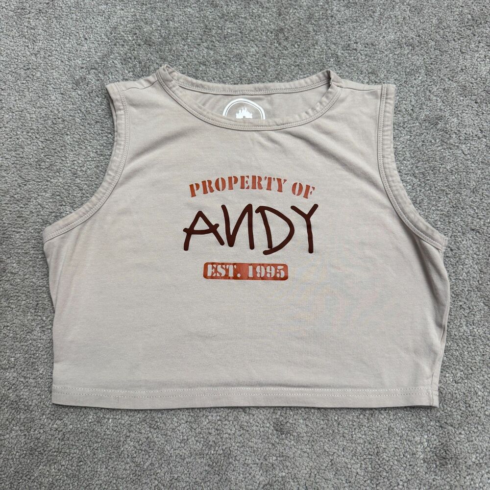 Disney Pixar Toy Story Property of Andy Cropped Tank Top Womens XL Gray Graphic